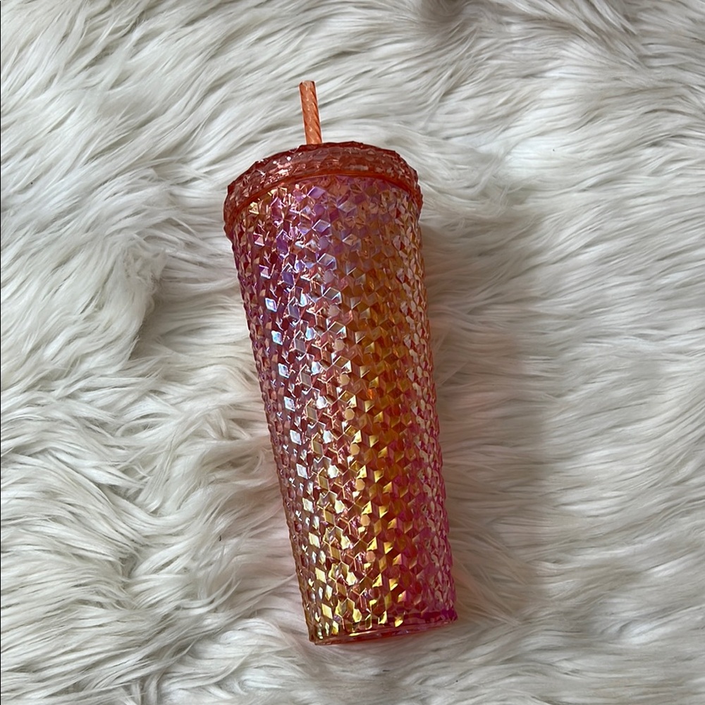 Iridescent Tumbler with Straw